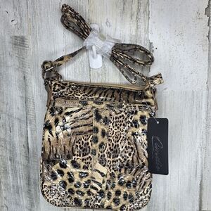 Candie's Wild Leopard Cheetah Pattern Crossbody Bag